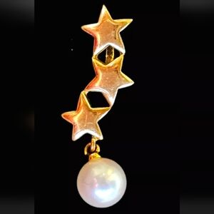 Mikimoto 18k Gold Pearl Star Drop Pendant Estate